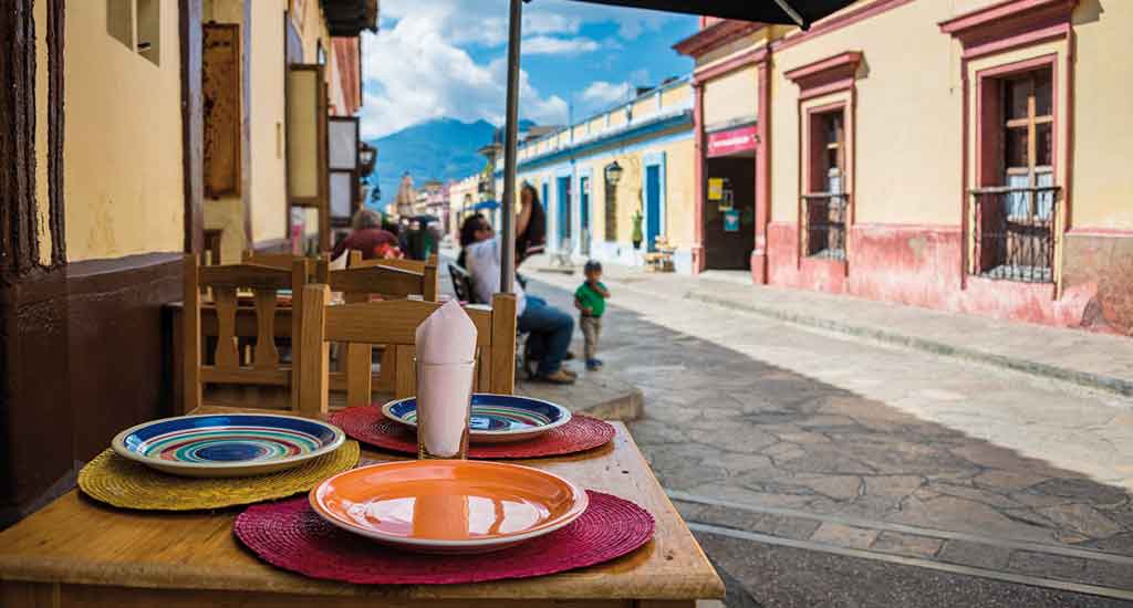 Restaurant in the sidewalk of San Cristobal Mexico