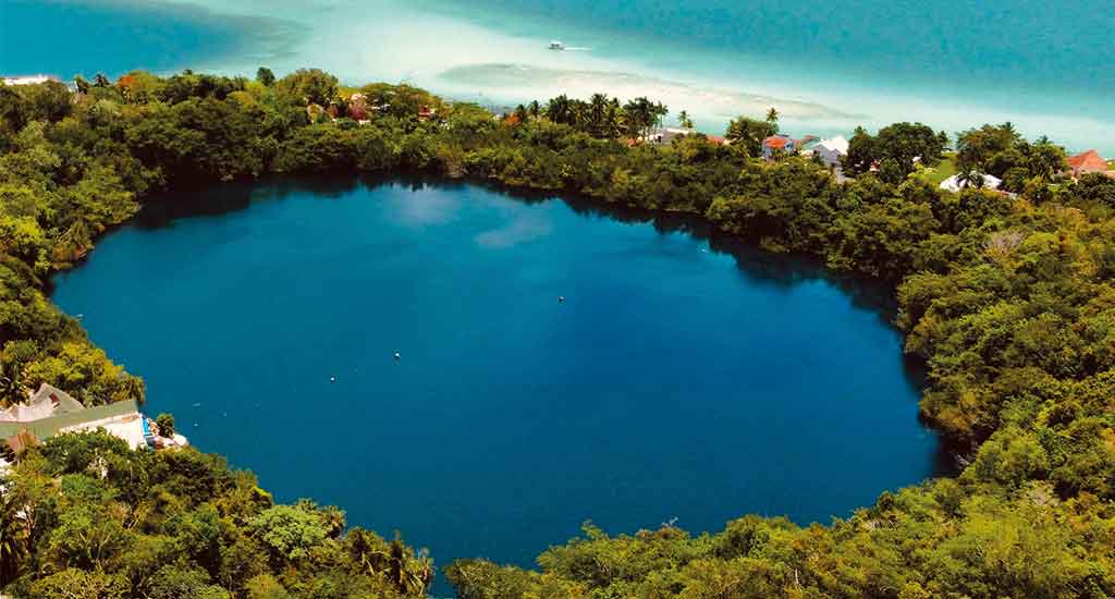Cenote Azul in Bacalar Mexico