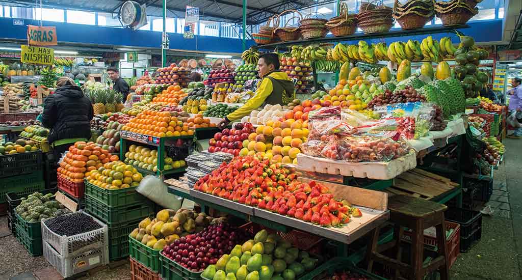 A variety of colourful fruits and vegetables