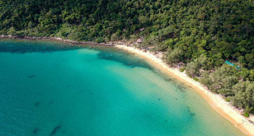 Aerial view of Lazy beach in Koh Rong Samloem